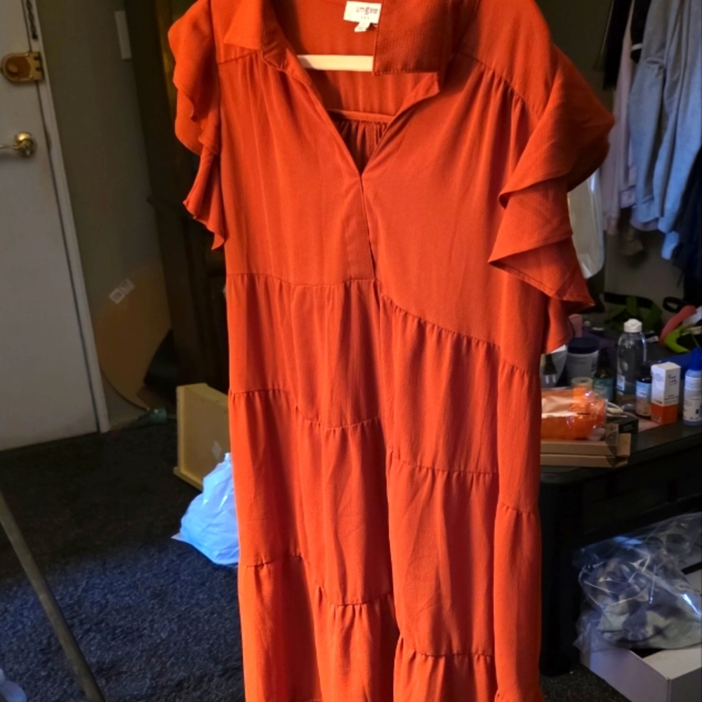 Umgee Rust Ruffle Sleeve Tunic